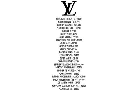 louis vuitton europe price list